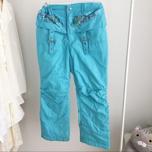 Light Blue Snow Pants with Adjustable Waist